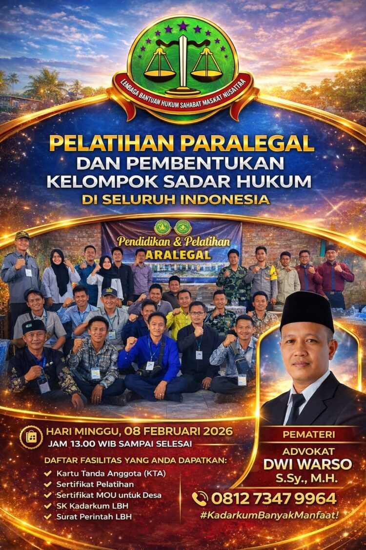 LBH Sahabat Masyarakat Nusantara Gelar Pelatihan Paralegal dan Pembentukan KADARKUM Per Desa
