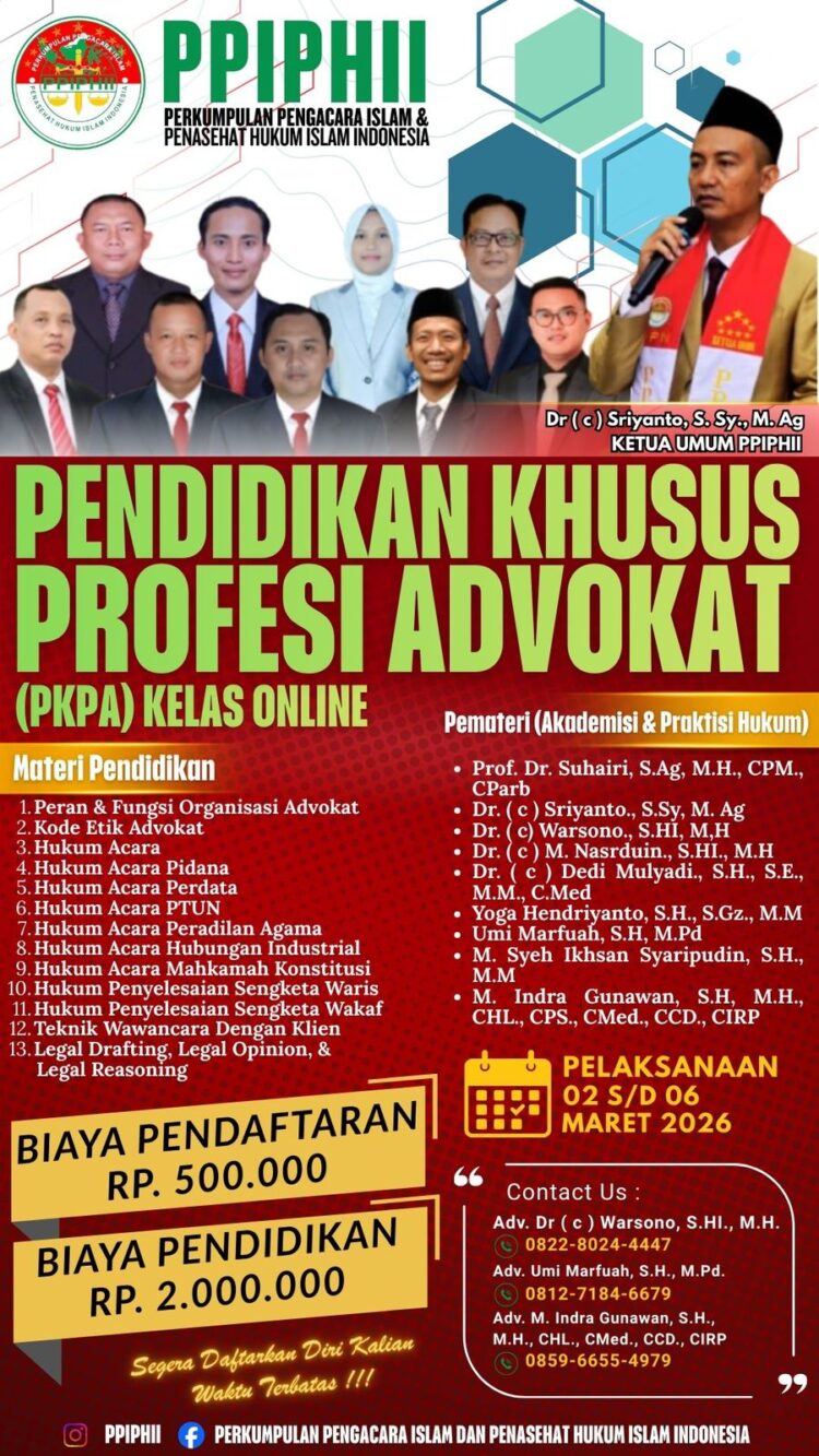 PKPA Online PPIPHII 2026: Saatnya Melangkah Pasti Menjadi Advokat Profesional dan Berintegritas