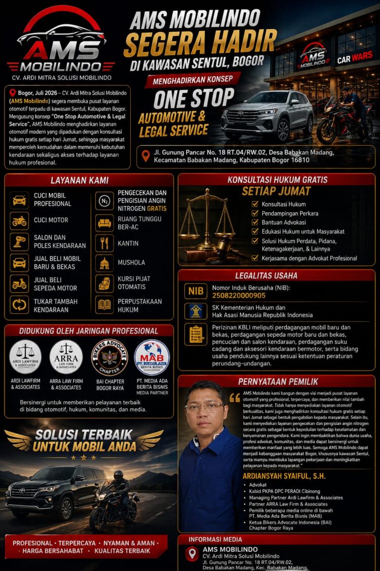 AMS MOBILINDO Segera Hadir di Kawasan Sentul, Menghadirkan Konsep One Stop Automotive & Legal Service