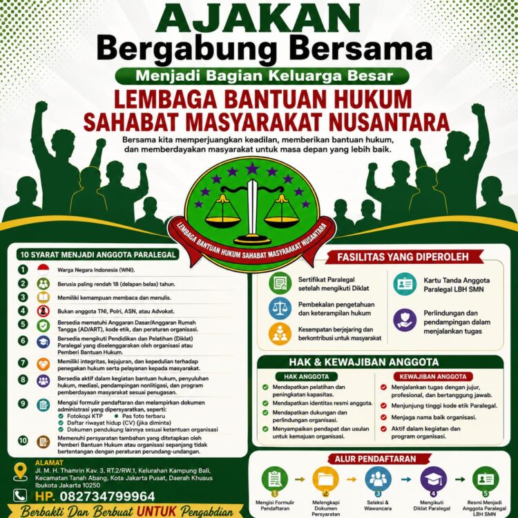 Bergabung Bersama Menjadi Bagian Keluarga Besar Lembaga Bantuan Hukum Sahabat Masyarakat Nusantara