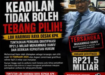 LBH Harimau Raya Desak KPK Tuntaskan  Perkara Gratifikasi  Mantan Dirjen Pajak RP 21,5 M,  Muhammad Haniv