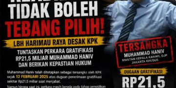 LBH Harimau Raya Desak KPK Tuntaskan  Perkara Gratifikasi  Mantan Dirjen Pajak RP 21,5 M,  Muhammad Haniv